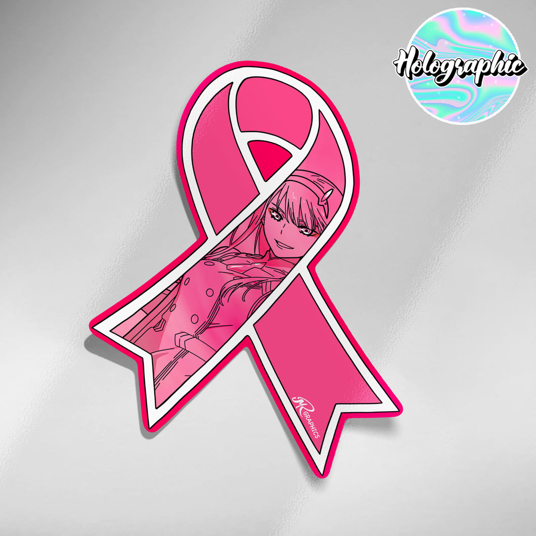 Breast Cancer Awareness 2021 Sticker - Ribbon Zero Two