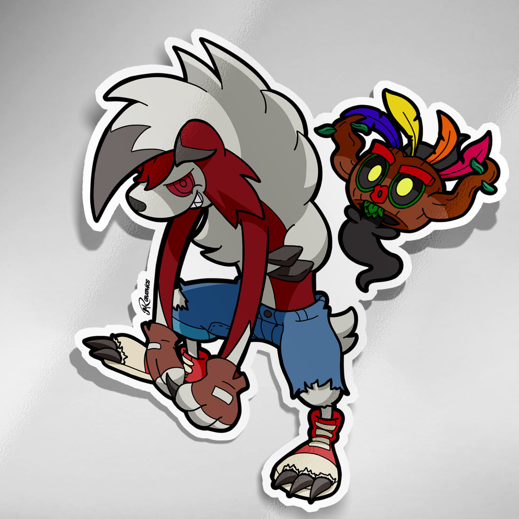 Crash Lycanroc Sticker