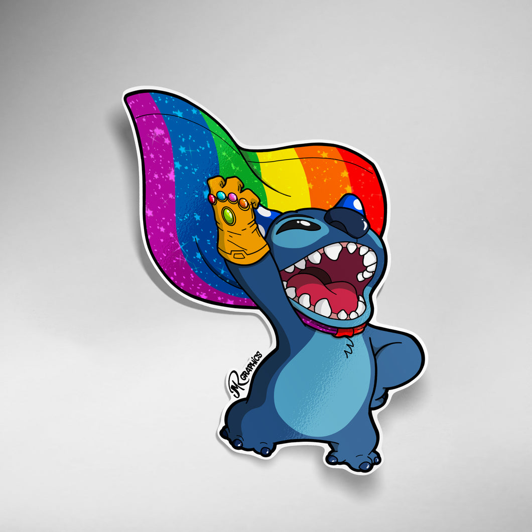 Stitch Pride Glitter Sticker