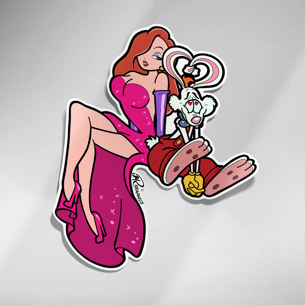 Valentines Day 2022 Sticker - Jessica & Roger Rabbit